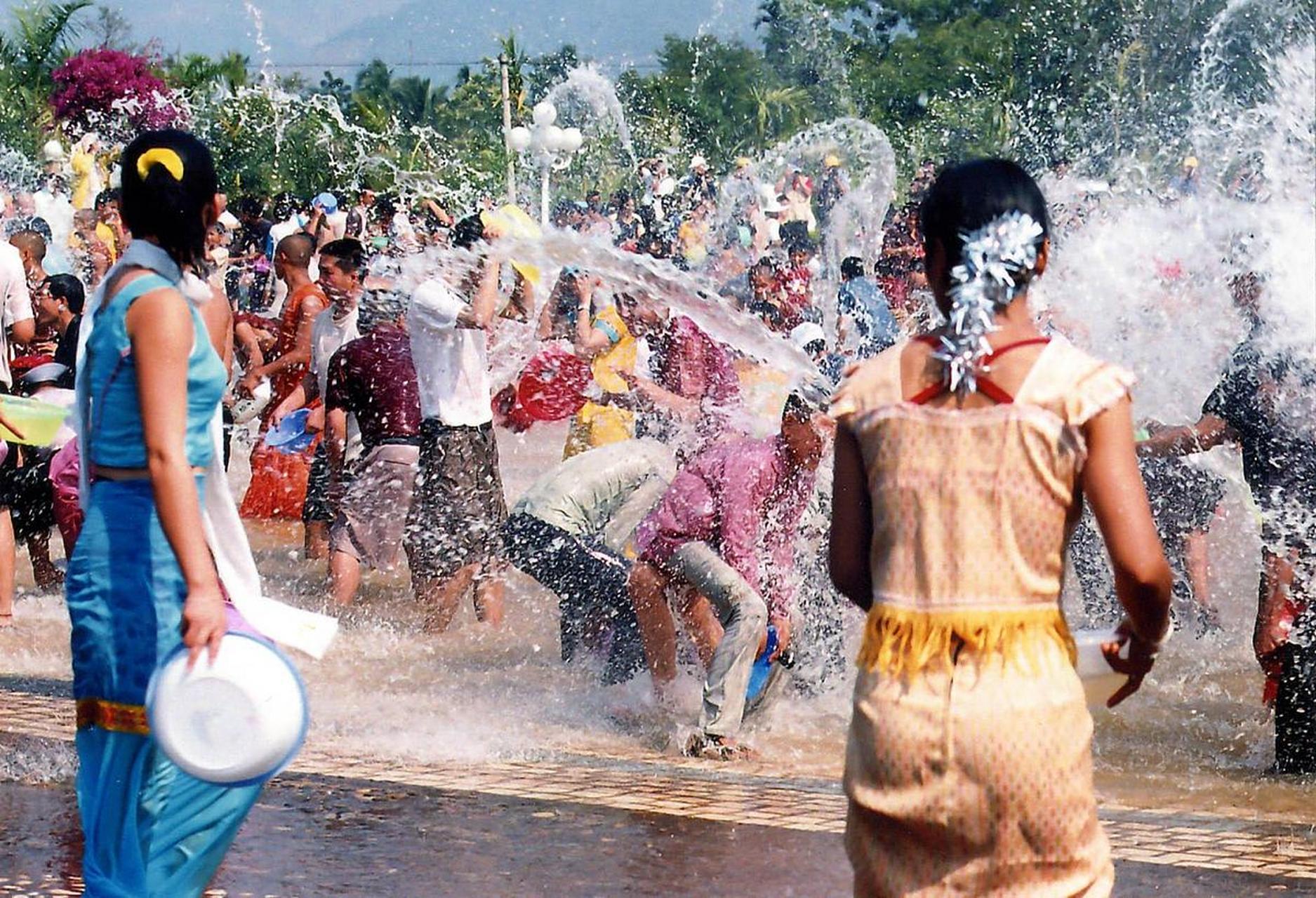 Dai water splashing festival celebration in Yunnan