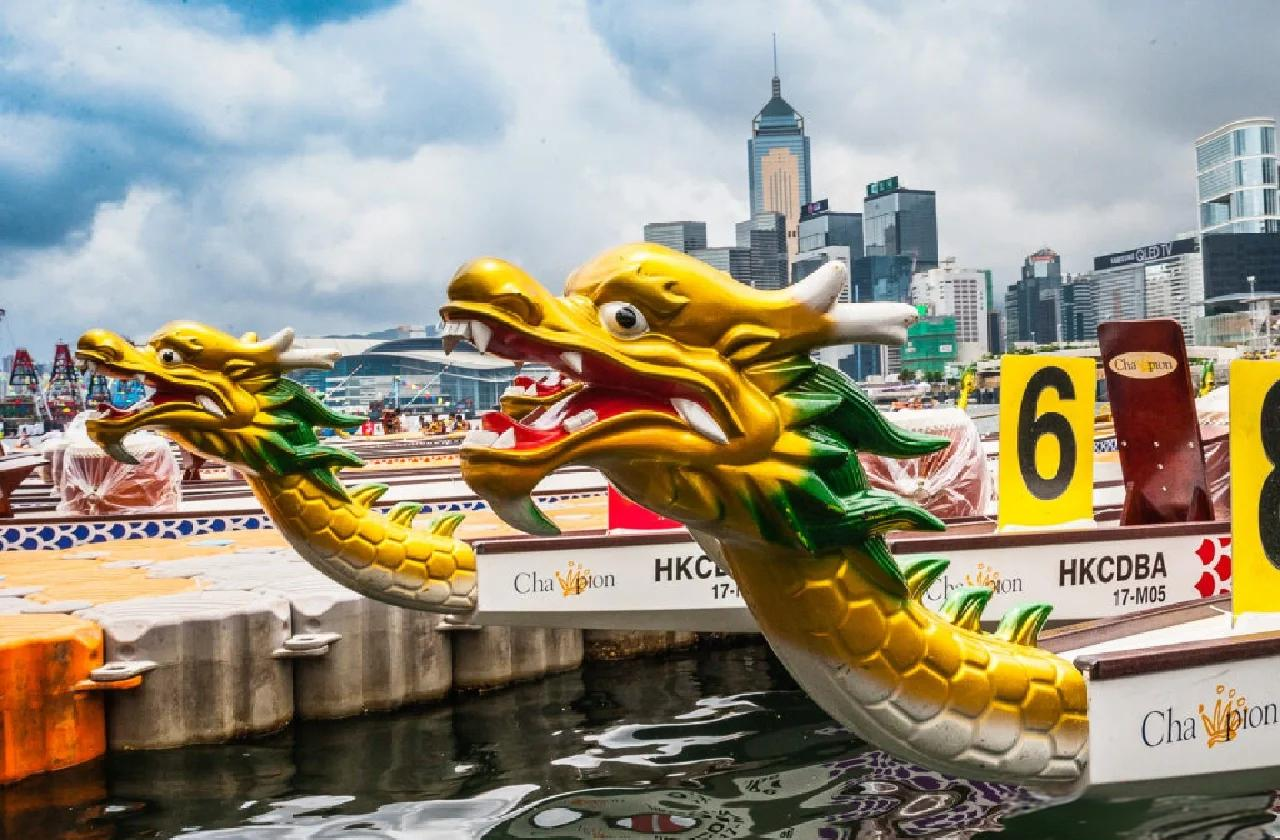 Dragon boat race on the river